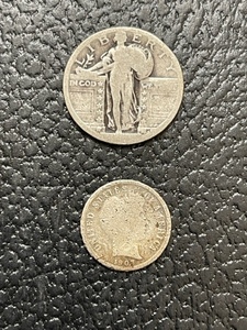 Standing Liberty Quarter & 1907 Barber Dime