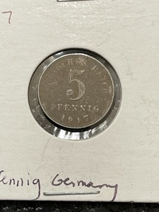 1917 German 5 Pfennig