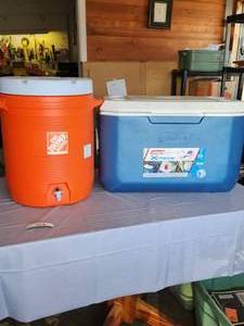Large Coleman Cooler and Large Drinking Cooler