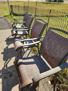 4 Patio Chairs - Brown, Metal and Mesh