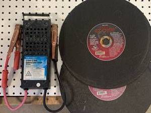Battery Load Tester & 2 Chop Saw Blades