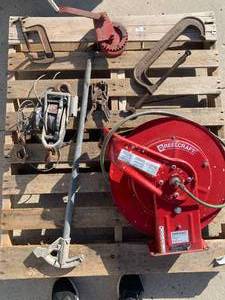 Pallet of Pipe Bender, Reel & More