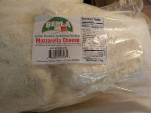 lot 295 image: 5 lb. Bag Bella Frozen Mozzarella C...