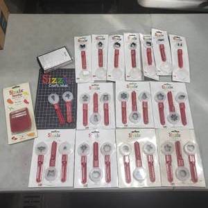 lot 2 image: 30-Sizzix Paddle Punches, 1-Sizzlit Beach Set, Cutting Mat & System Converter