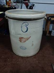 lot 45 image: 6-Gallon Red Wing Crock No Handles