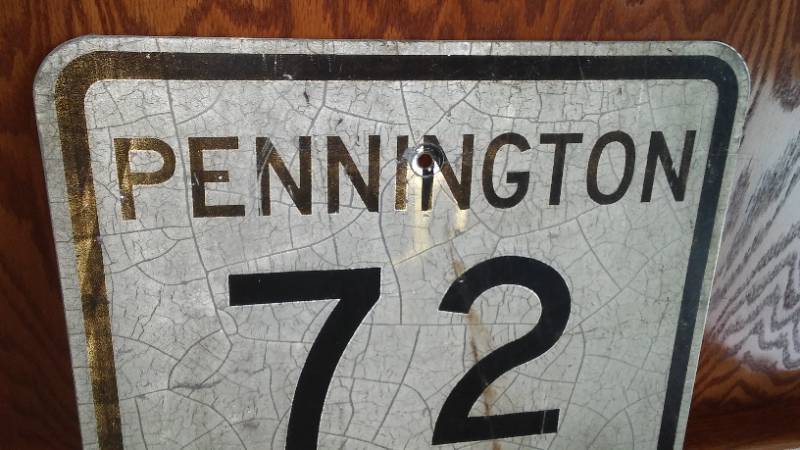 lot 20 image: Pennington County 72 road sign, metal.