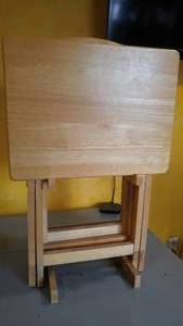 lot 64 image: Oak TV Trays With Stand.