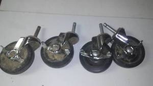 lot 222 image: (4) Casters 4 Inch Wheels Locking, 38 In. Stem.