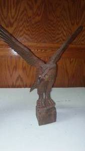 lot 232 image: Hand Carved Eagle Black Walnut.