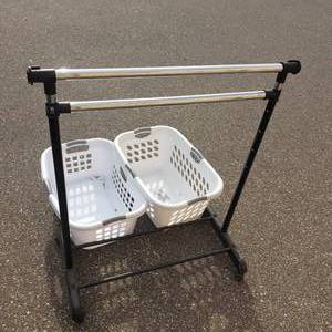 Rolling Adjustable Garment Rack & 3-Laundry Hampers