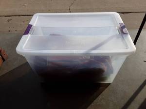 Sterilite 66 Qt Tote With Lid & Contents Trays, Hand Blown Vase-Poland, Mugs, Wine Accessories