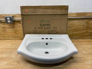 lot 27 image: EMPIRE C22W4 Capri 22 White 4in Bathroom Sink (EC22W4)