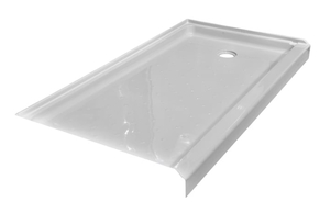 lot 154 image: Style Selections 54x27 54-in W x 27-in L with Right Drain Shower Base (White)