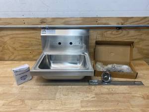 lot 155 image: Advance Tabco 7-PS-68 Wall Mount Commercial Hand Sink w 14L x 10W x 5D Bowl, Wrist Handles