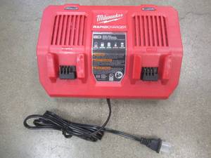 Milwaukee M18 18-Volt Lithium-Ion Dual Bay Rapid Battery Charger, Model# 48-59-1802, Works - SOLD AS IS