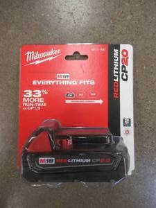 Milwaukee M18 18-Volt 2.0 Ah Lithium-Ion Compact Battery Model# 48-11-1820, Works- SOLD AS IS