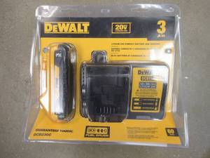 DEWALT 20-Volt MAX Compact Lithium-Ion 3.0Ah Battery Pack with 12-Volt to 20-Volt MAX Charger Model# DCB230C, NEW - SOLD AS IS