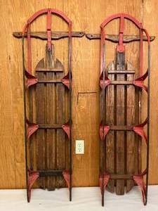 lot 78 image: vintage wooden sleds (2)