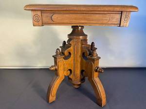 lot 99 image: antique carved piano stool