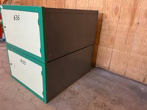 lot 102 image: set of antique metal lockers (2) with keys