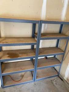 lot 223 image: 2 Metal Framed Garage Storage Shelving Pieces