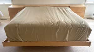 lot 10 image: International Designs Contemporary Style King Bed Frame and Pair of Night Stands