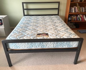 lot 62 image: Black Metal Queen Bed Frame