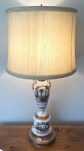 lot 175 image: Vintage Painted Porcelain Lamp