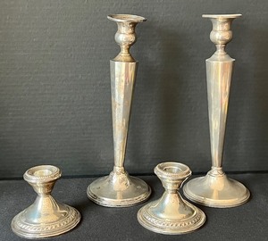 lot 32 image: Sterling Silver (Weighted) Candle Holders