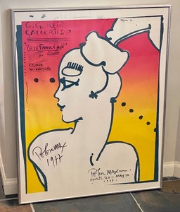 lot 5B image: Framed Signed Peter Max Mod Pop Art Exhibibtion Poster - Peter Max C.G. Rein Galleries Poster