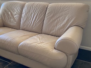 lot 289 image: Ivory Leather Sofa