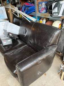 lot 23 image: Garage Lot 3 Couch, Lighting, Shelves wContents, Bathroom Hardware & More