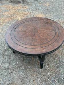 lot 37 image: BrownBlack Round Coffee Table