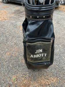 lot 48 image: Golf Clubs with Leather Miller Caddy Bag