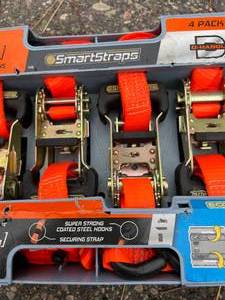 lot 55 image: NEW D-Handle Smart Straps Ratchet Tie Downs