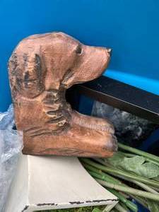 lot 80 image: Home Dcor Lot Pillows, Wooden Dog Bookends, and More