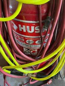 lot 127 image: Husky 26G Air Compressor & Hoses - On Wheels