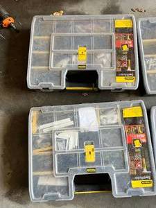 lot 134 image: Lot of Stanley Sort Master Tool Accessory Boxes and Contents