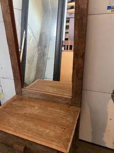 lot 160 image: Rustic Entryway Bench with Mirror