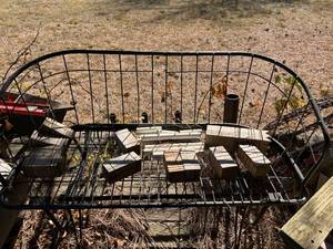lot 198 image: Wood Chair, Metal Loveseat & Wood Game