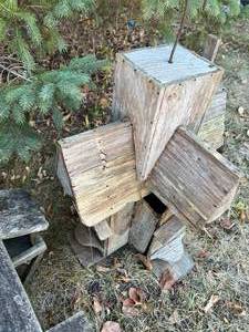lot 178 image: Lot of 3 Wood Birdhouses