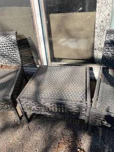 lot 188 image: Set of 2 Armless Patio Wicker Chairs and Accent Table