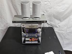 lot 47 image: Vintage Stereo Collection-DVD Player, Speakers, Dual Cassette Player