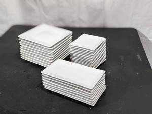 lot 76 image: 32pc White China Square Plates Bread and butter, appetizer long & small