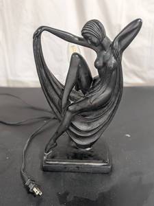 lot 13 image: Vintage Signed Art Deco Lady Sculptural Lamp