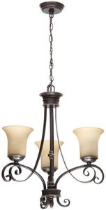 lot 52 image: Hampton Bay Bayessex 3-Light Aged Black Chandelier (NIB)