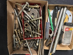 lot 124 image: 2 flats of misc. Bolts and Hardware