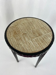 lot 36 image: Pottery Barn Reclaimed Wood and Cast Iron Accent Table