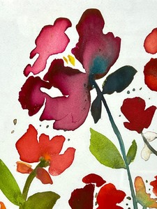 lot 55 image: Framed Pottery Barn Bright Floral Watercolor Print