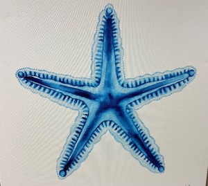 lot 64 image: Signed Framed Original Watercolor on Canvas Painting - Ocean Star by Laurie Duncan